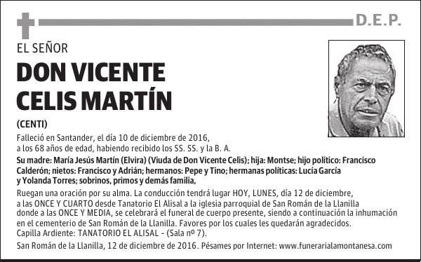 DON VICENTE CELIS MARTÍN
