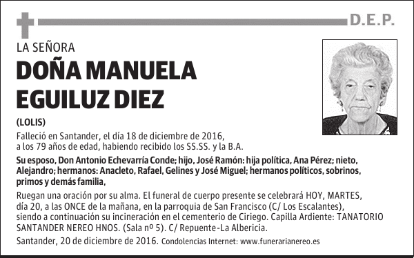 DOÑA MANUELA EGUILUZ DIEZ