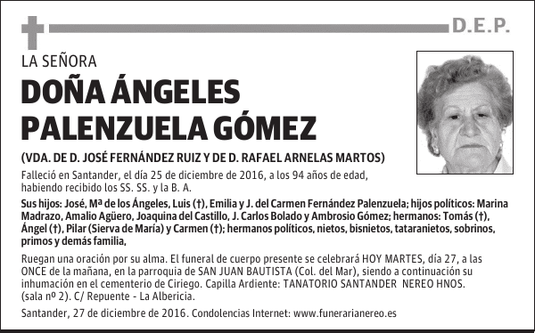 DOÑA ÁNGELES PALENZUELA GÓMEZ