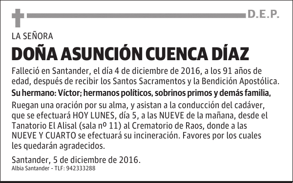 DOÑA ASUNCIÓN CUENCA DÍAZ