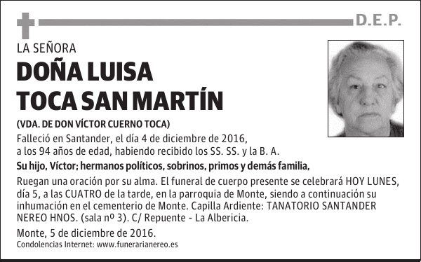 DOÑA LUISA TOCA SAN MARTÍN