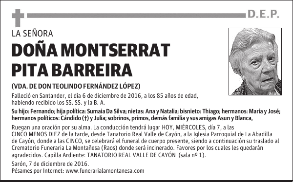 DOÑA MONTSERRAT PITA BARREIRA