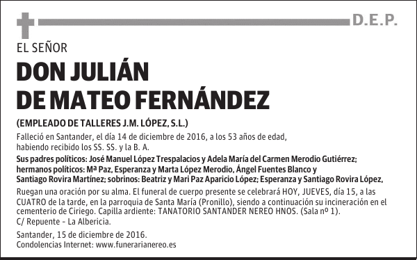 DON JULIÁN DE MATEO FERNÁNDEZ