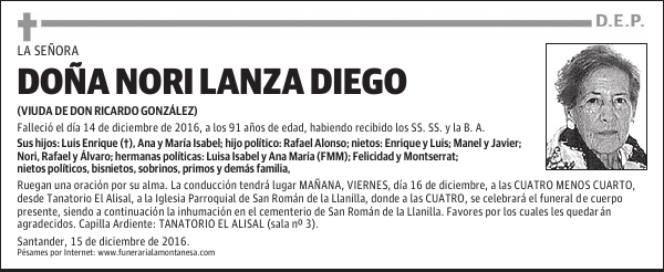 DOÑA NORI LANZA DIEGO