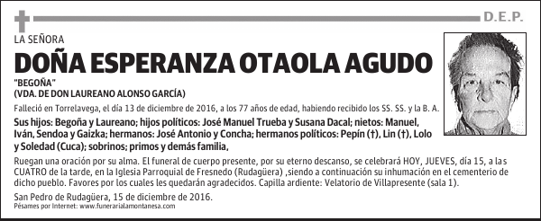 DOÑA ESPERANZA OTAOLA AGUDO