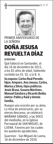 DOÑA JESUSA REVUELTA DÍAZ