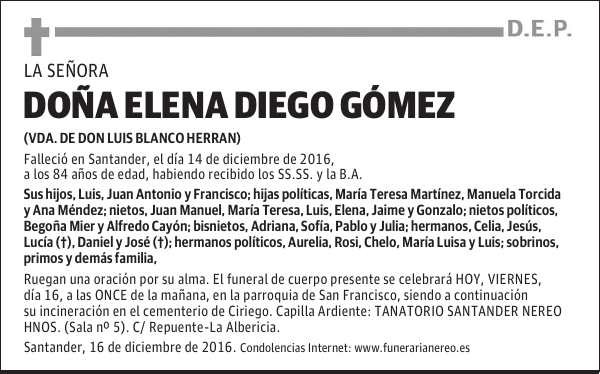 DOÑA ELENA DIEGO GOMEZ