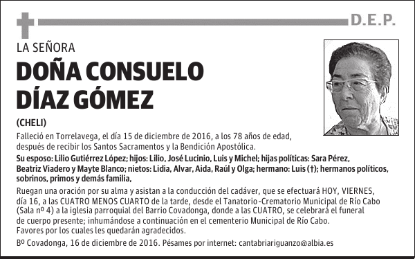 DOÑA CONSUELO DÍAZ GÓMEZ