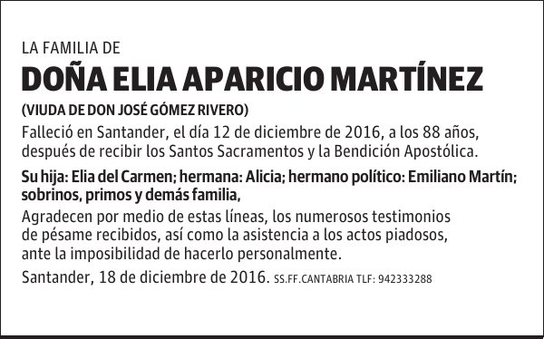 DOÑA ELIA APARICIO MARTÍNEZ