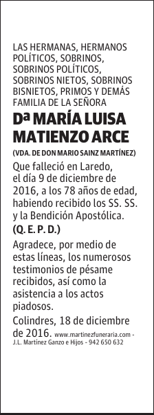 Dª MARÍA LUISA MATIENZO ARCE