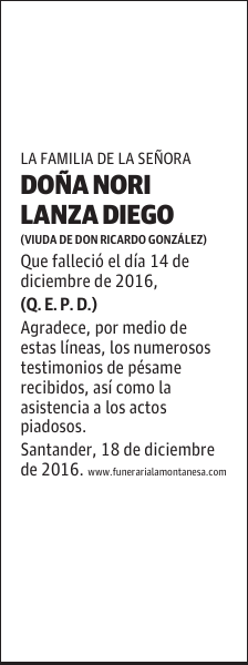 DOÑA NORI LANZA DIEGO