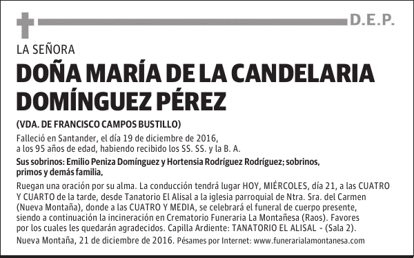 Doña María de la Candelaria Domínguez Pérez