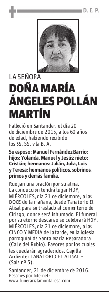 DOÑA MARÍA ÁNGELES POLLÁN MARTÍN