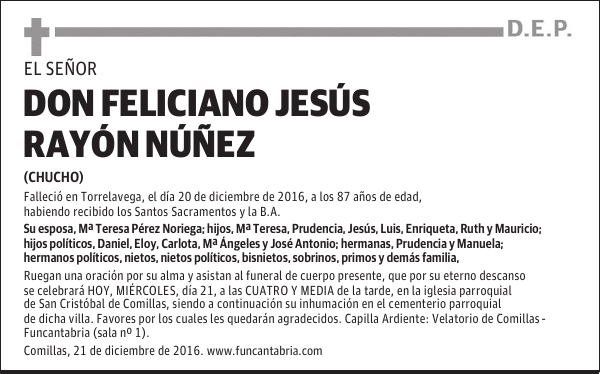 Don Feliciano Jesús Rayón Núñez