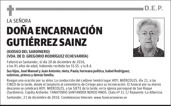 DOÑA ENCARNACION GUTIERREZ SAINZ