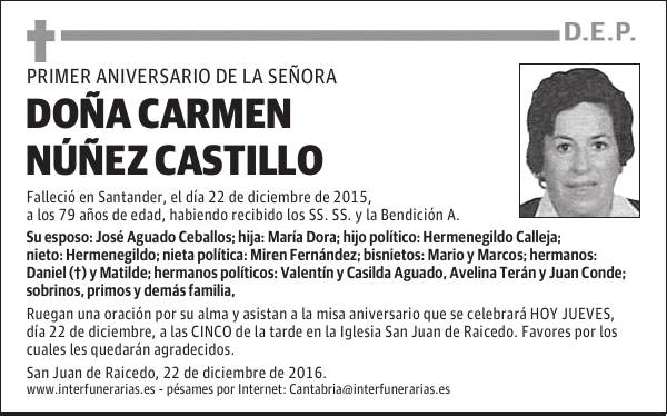 DOÑA CARMEN NÚÑEZ CASTILLO