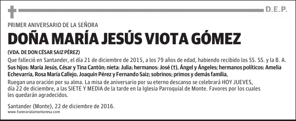 DOÑA MARÍA JESÚS VIOTA GÓMEZ