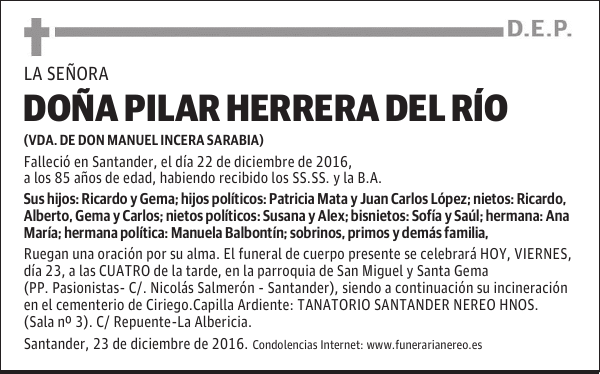 DOÑA PILAR HERRERA DEL RIO