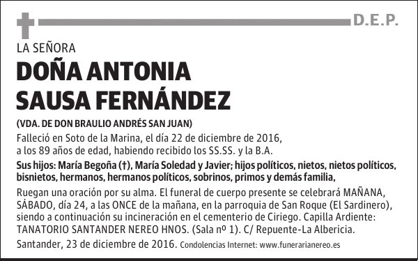 DOÑA ANTONIA SAUSA FERNANDEZ