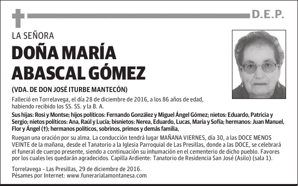 DOÑA MARÍA ABASCAL GÓMEZ
