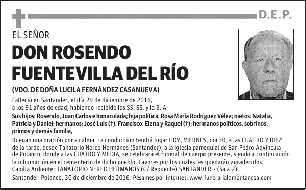 DON ROSENDO FUENTEVILLA DEL RIO