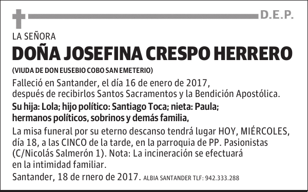 DOÑA JOSEFINA CRESPO HERRERO