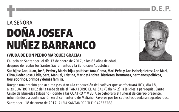 DOÑA JOSEFA NUÑEZ BARRANCO