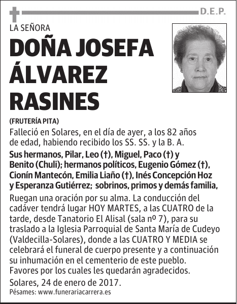 DOÑA JOSEFA ÁLVAREZ RASINES