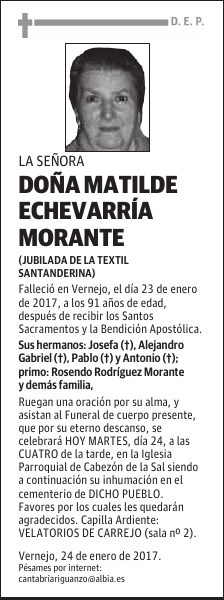 DOÑA MATILDE ECHEVARRÍA MORANTE