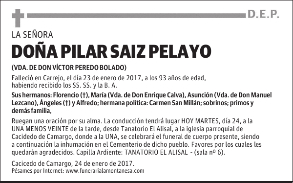 DOÑA PILAR SAIZ PELAYO