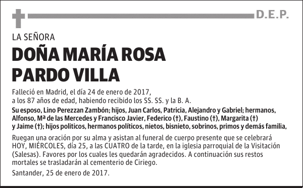DOÑA MARIA ROSA PARDO VILLA