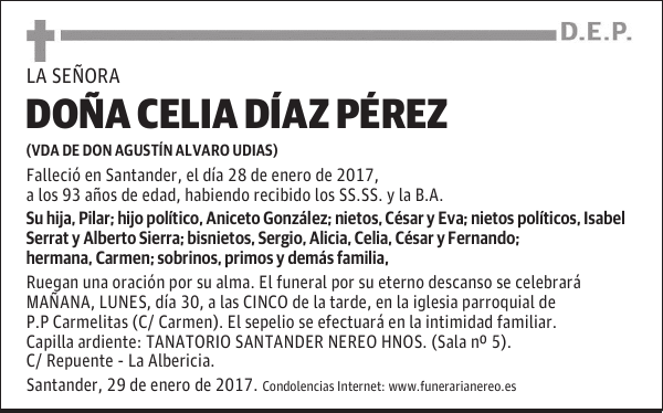 DOÑA CELIA DIAZ PEREZ