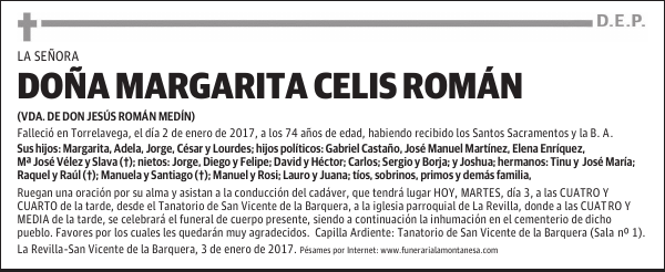 DOÑA MARGARITA CELIS ROMÁN