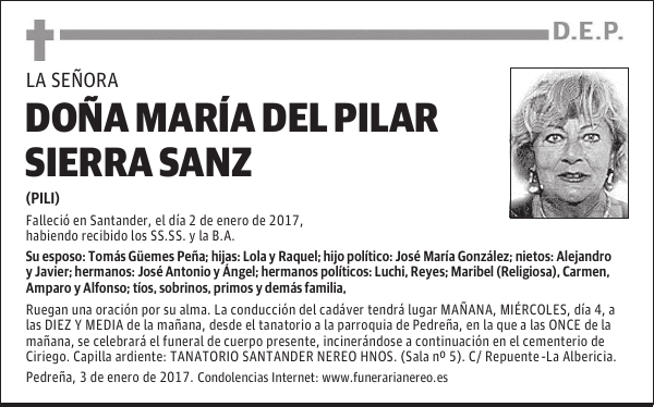 DOÑA MARIA DEL PILAR SIERRA SANZ