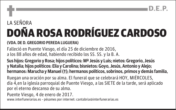 Dª ROSA RODRÍGUEZ CARDOSO