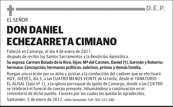 DON DANIEL ECHEZARRETA CIMIANO