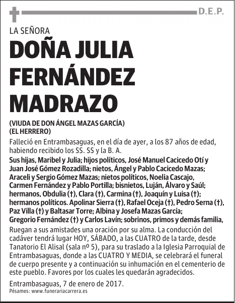 DOÑA JULIA FERNÁNDEZ MADRAZO