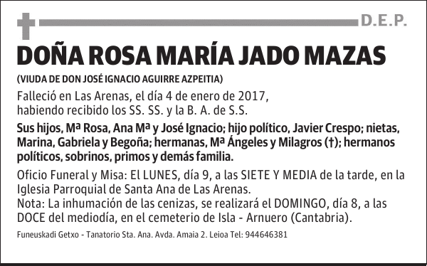 DOÑA ROSA MARÍA JADO MAZAS