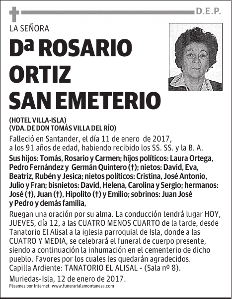 DOÑA ROSARIO ORTIZ SAN EMETERIO