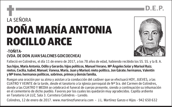 Dª MARÍA ANTONIA ROCILLO ARCE