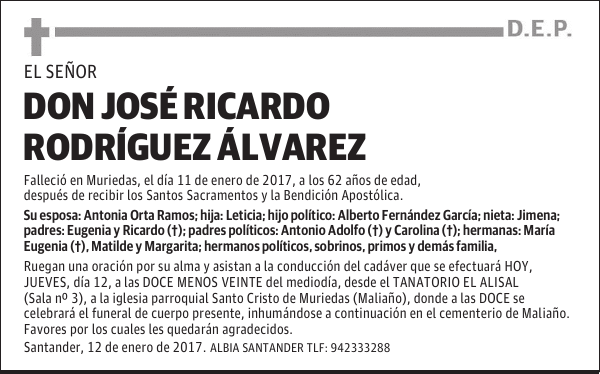 DON JOSÉ RICARDO RODRÍGUEZ ALVAREZ