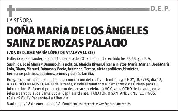 DOÑA MARIA DE LOS ANGELES SAINZ DE ROZAS PALACIO