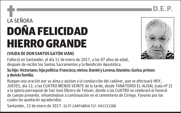 DOÑA FELICIDAD HIERRO GRANDE