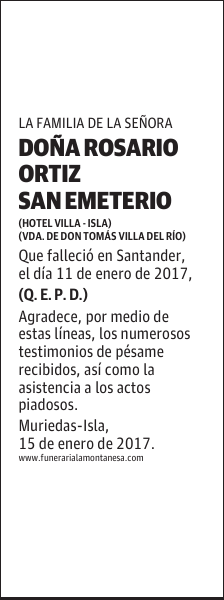 DOÑA ROSARIO ORTIZ SAN EMETERIO