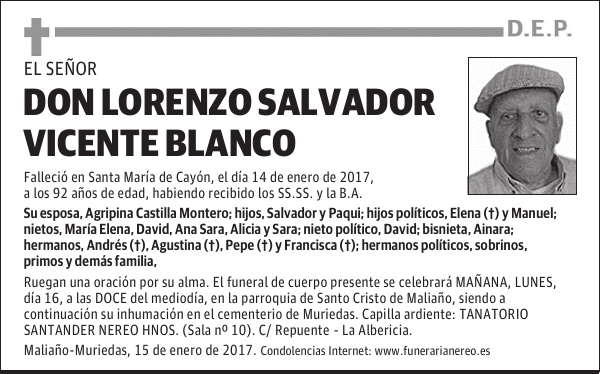 DON LORENZO SALVADOR VICENTE BLANCO