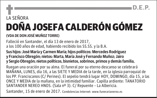 DOÑA JOSEFA CALDERON GOMEZ