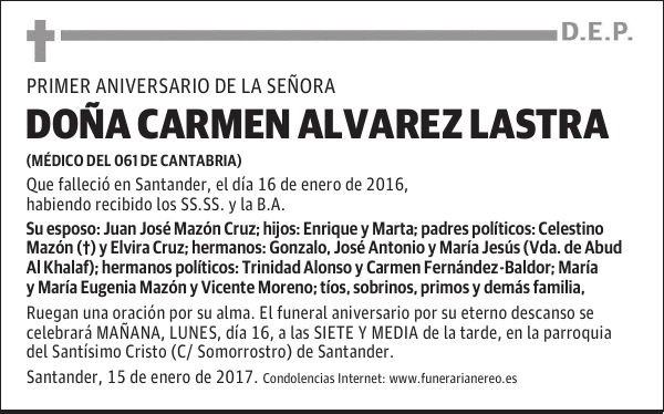 DOÑA CARMEN ALVAREZ LASTRA
