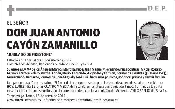 D. JUAN ANTONIO CAYÓN ZAMANILLO