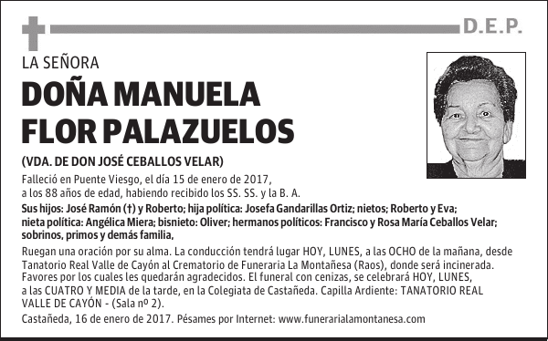 DOÑA MANUELA FLOR PALAZUELOS