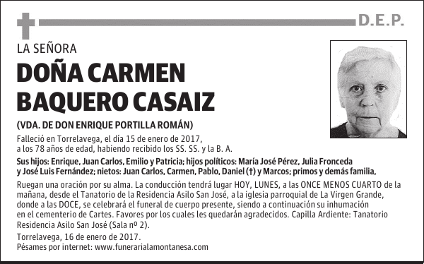 DOÑA CARMEN BAQUERO CASAIZ